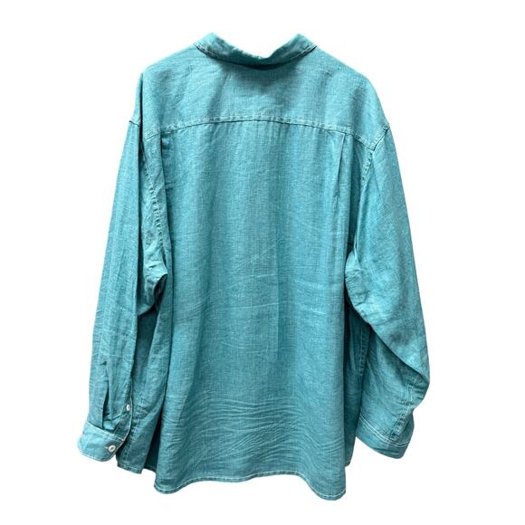 Tommy Bahama Shirt Mens 2XLB Linen Button Up Long Sleeve Teal Blue Coastal - Picture 5 of 7